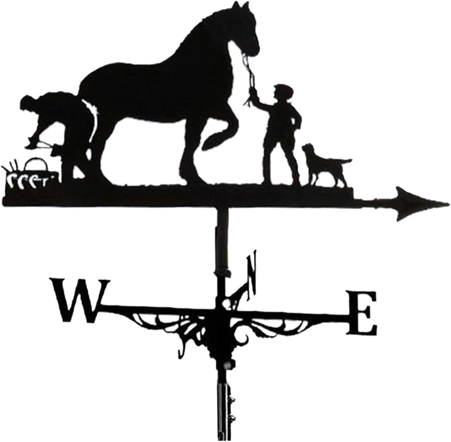 Metal Weather Vane, Roof Weather Vane, Wind Vane Weather Vain for Roof Weather Vanes for Roofs Weathervane -Man with Dog(Horse 13.75x29.47 Inch)