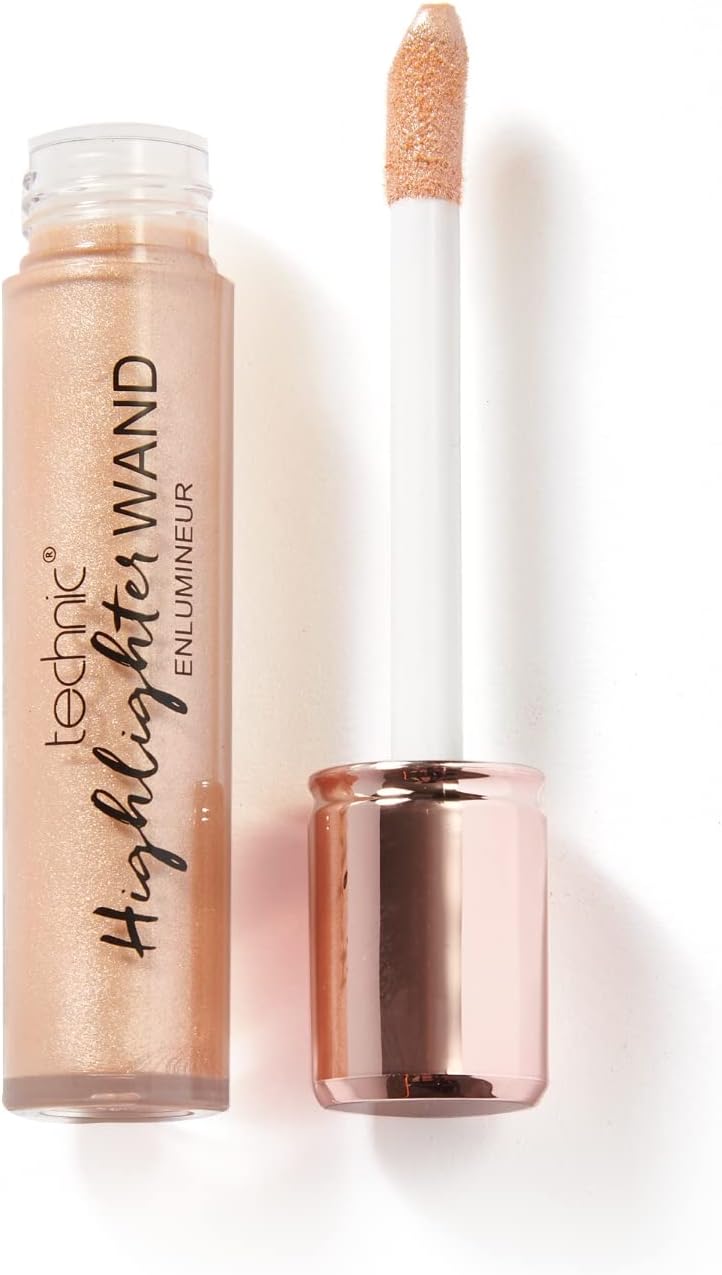 Technic Highlighter Wand - Illuminating, Gold Liquid Highlighter With Doe Foot Applicator - Long Lasting Blendable Formula To Give a Luminous Shimmer Finish and All Day Glow. Shade: Beam Me Up. 9ml