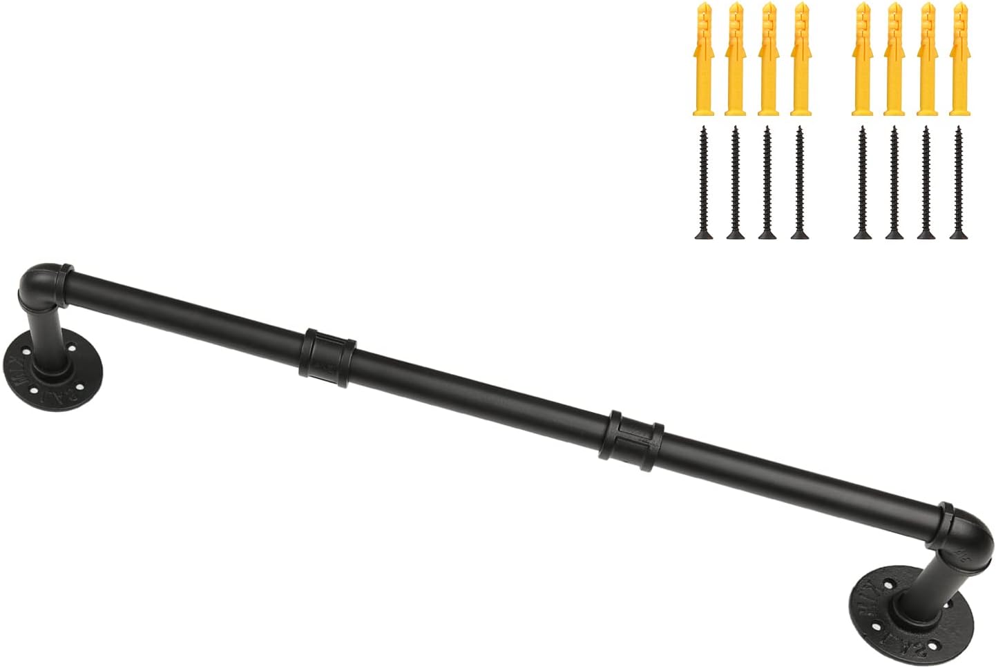 Industrial Pipe Clothing Rack, Wall Ceiling Mounted Clothes Garment Rack 29.1'', Black Iron Pipe Clothes Hanging Bar, Heavy Duty Metal Hanging Rod for Retail Display Closet Storage and Laundry