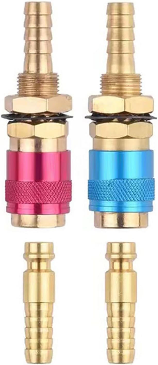 2Pcs TIG Torches Brass Connectors M 6/M 8/M 10 Thread Quickly Disconnects Brass Quickly Connects Adapters for Coolant Hoses TIG Torches Water Connect Fitting