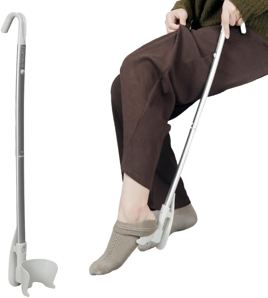 Footwear Aid, Sock Aid Device for Seniors, Sock Helper Tool, Pulling Assist Device for Elderly, Pregnant, Diabetics, No Bending Required