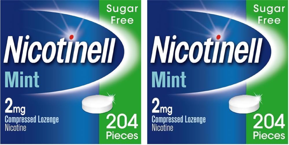 Nicotinell Nicotine Lozenge, Quit Smoking Aid, Sugar Free Mint Flavour, 2 mg, 204 Pieces (Pack of 2)