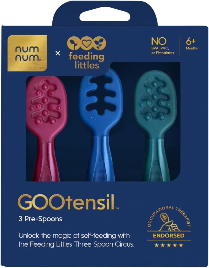 NumNum Feeding Littles Baby Spoons 6 Months, 3-Pack Jewel Tones