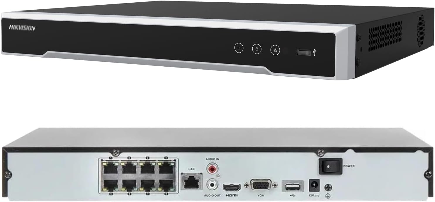 NVR 8 Channel DS-7608NI-Q2/8P 8-ch 1U 8 PoE 4K NVR Plug & Play Network Video Recorder Compatible with IP Camera International Version (No HDD)