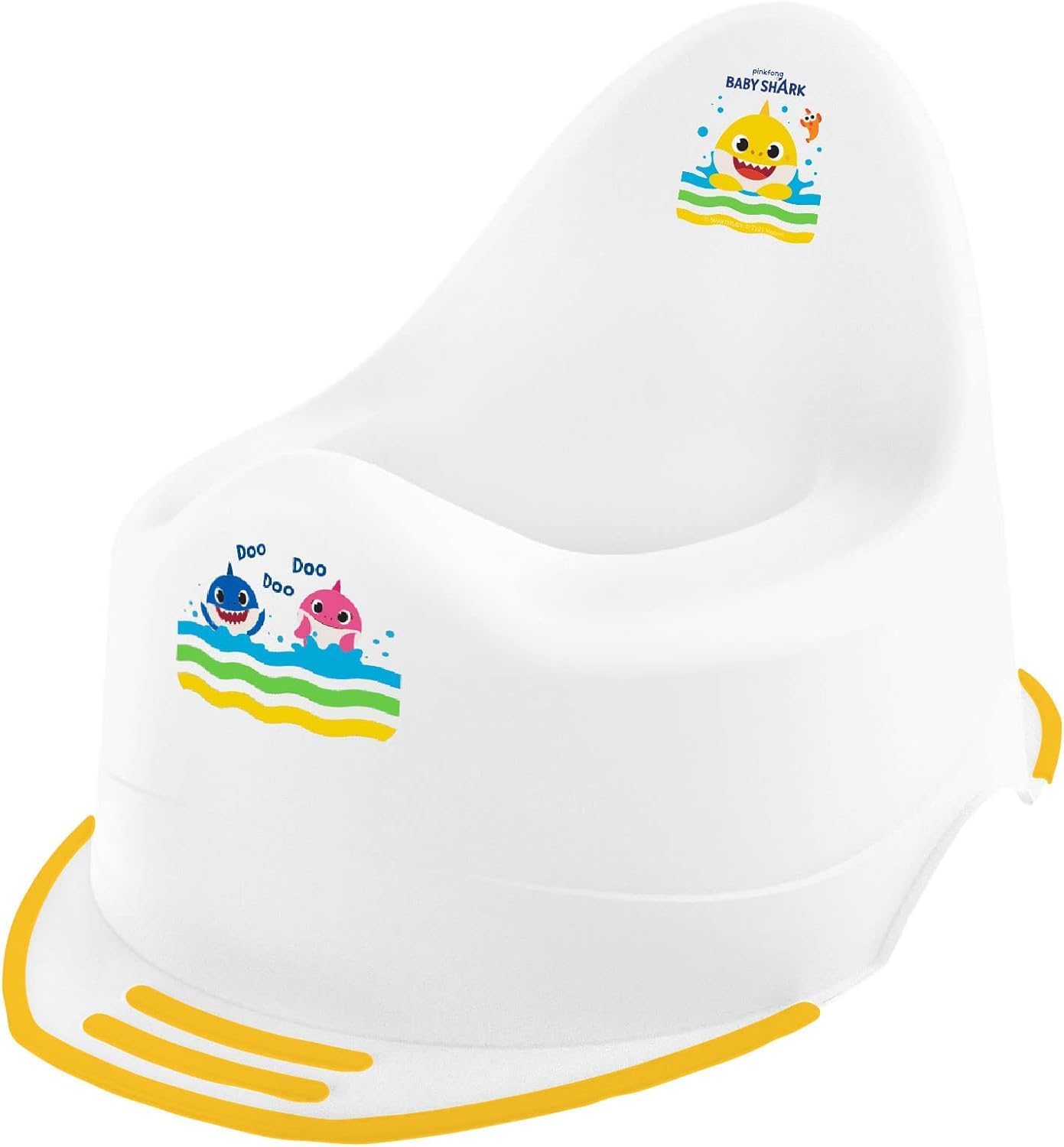 Potty Toddler Training Seat Baby Shark 18M+ Cartoon Character Loo, Unisex Kids Non-Slip White/Yellow Toilet Potty, Max Weight 40kg Compact Lightweight