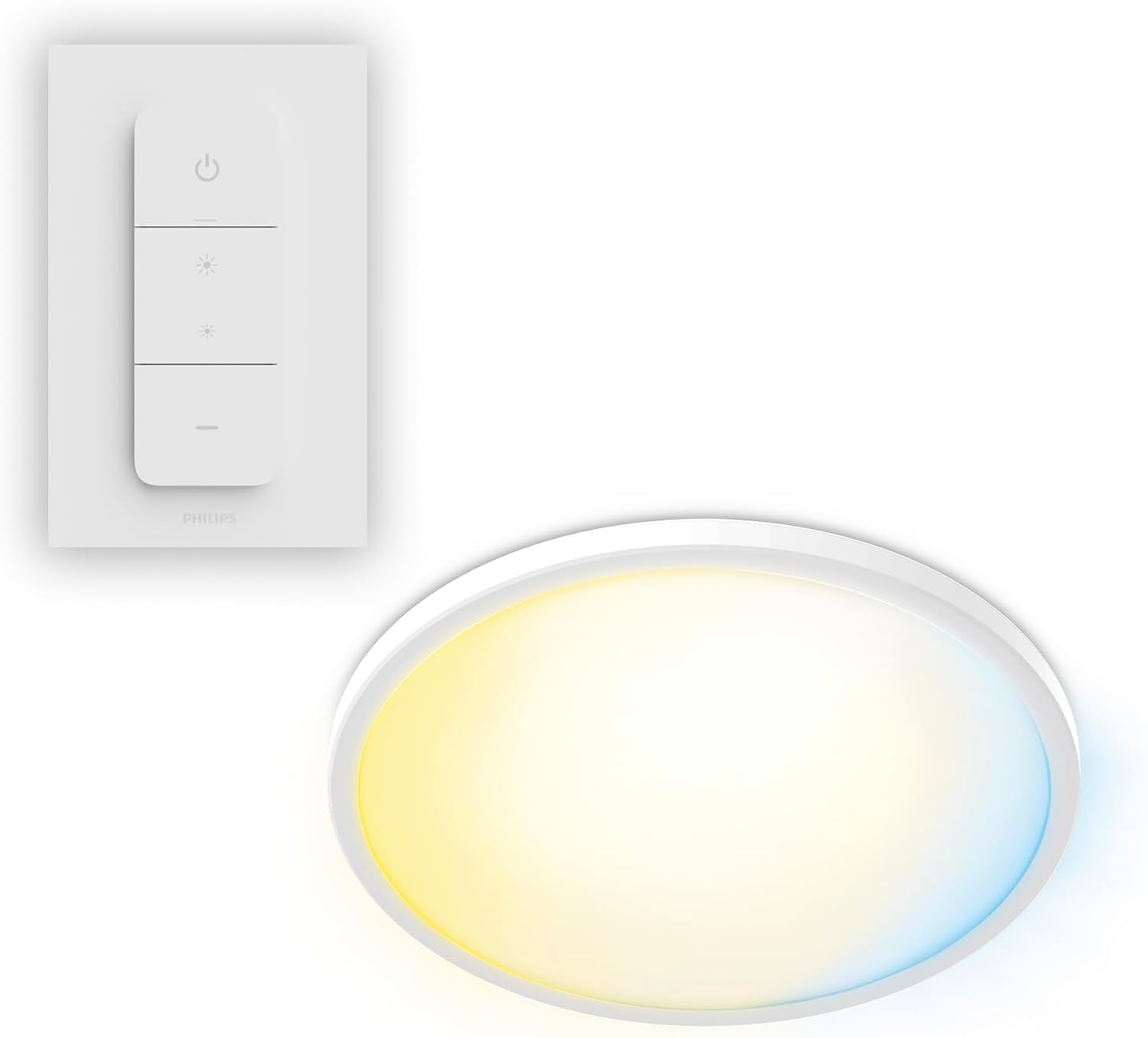 Philips Superslim Remote Control Ceiling, 5 pre-Set Lighting Scenes, Deep dimming to 1%, Easy to Control, Easy to Install, Slim Design, 22W, Round, White