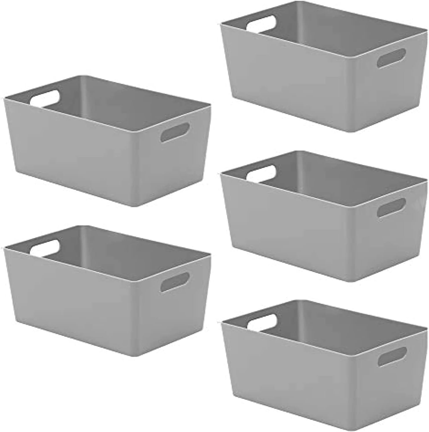 Niftii 5-Pack Plastic Storage Baskets with Sturdy Handles, Lightweight & Durable Design, Ideal for Kitchen, Bathroom, and Cleaning Organisation, 3.9L Capacity, 17 x 25 x 11cm