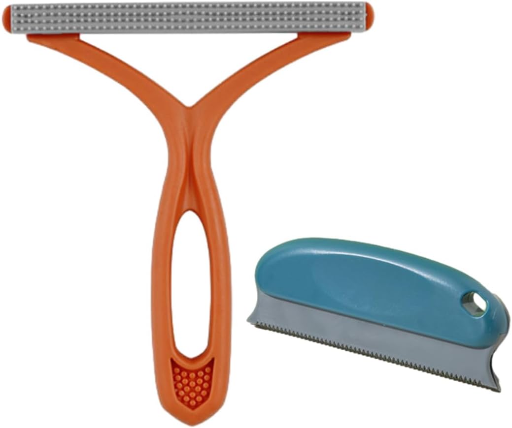 2 Pieces Pet Hair Removers, Double-Sided Lint Shaver Reusable Scraper Removal Tool, Carpet Rake For Pet Hair Removal Portable Lint Cleaner, Pet Hair Remover for Furniture, Clothing, Blanket