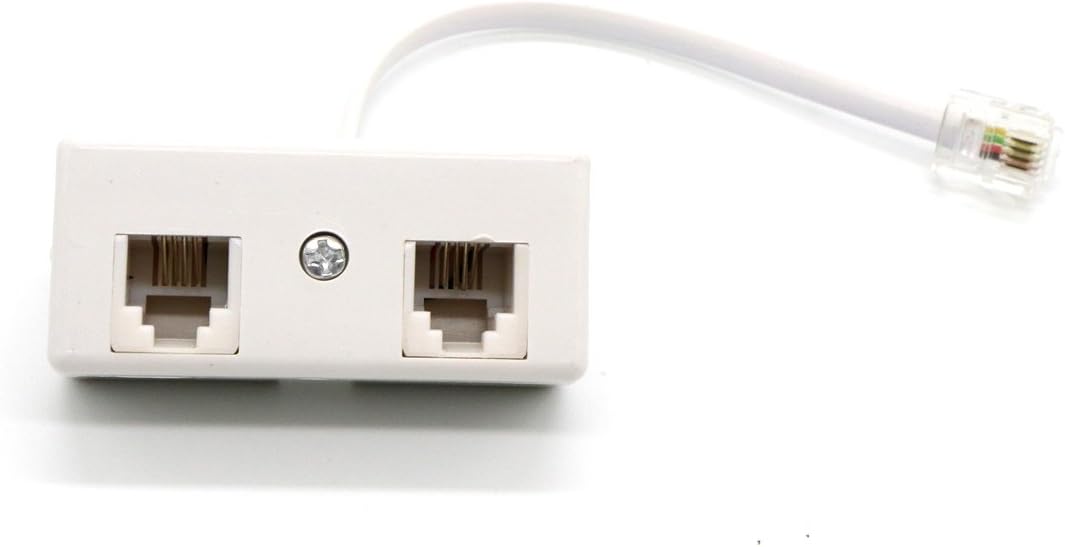 2-Way RJ11 Telephone Plug to RJ11 Socket Adapter and Splitter for Landline Telephone