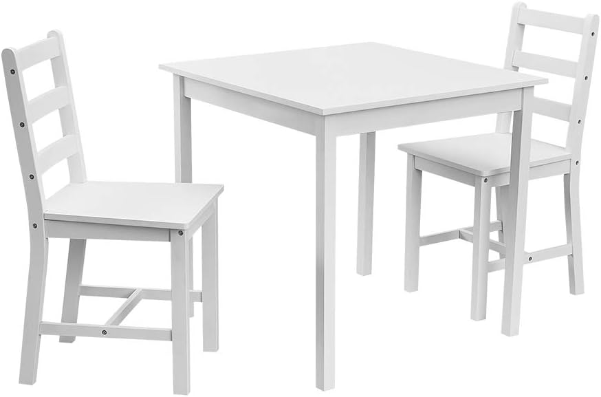 Panana Wooden Dining Table With 2 Chairs Contemporary Dining Set Kitchen Dining Room Set (White)