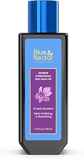 Blue Nectar Kumkumadi Body Oil for Glowing Skin | Moisturizing Body Oil for Dry Skin with Relaxing Aroma | Plant Based Body Oil for Women & Men (12 Herbs, 3.4 fl oz)