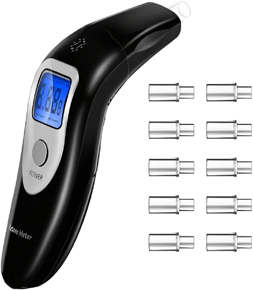 Ketone Breath Meter, Precise Keto Tester for Ketosis Monitoring with 10 Mouthpiece