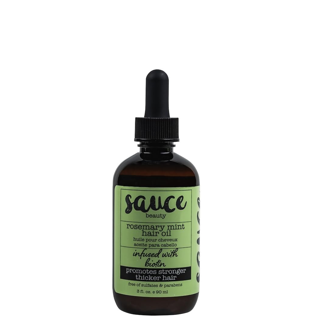 SAUCE BEAUTY Hair Oil, Rosemary Mint with Biotin (3 Fl Oz) Helps Promote Hair Growth & Rejuvenation, Scalp Oil for Thicker, Stronger Hair, No Parabens