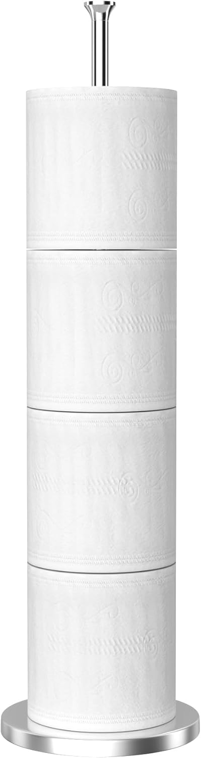 Free-Standing Toilet Roll Holder, Toilet Paper Storage Holder for Spare Rolls Storage, Stainless Steel, Modern Design
