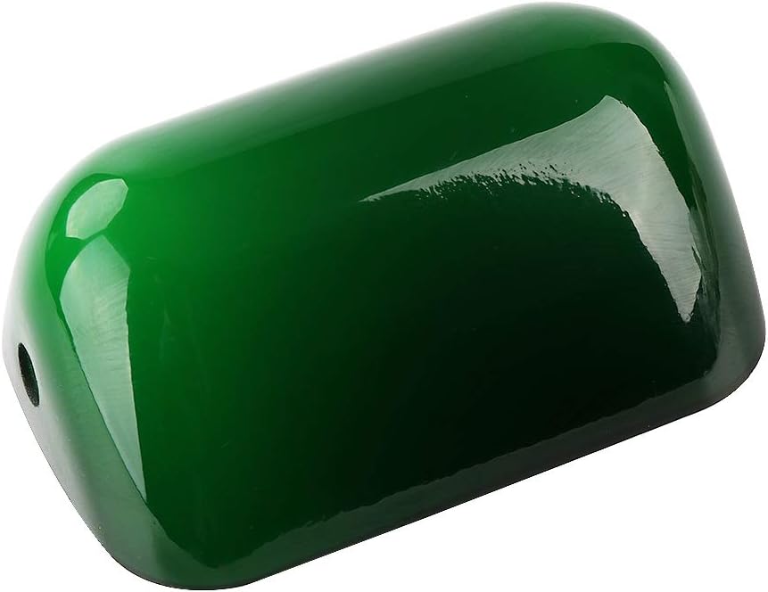 Newrays Jade Green Glass Bankers Bright Lamp Cover Bankers Lamp Glass Shade Cased Replacement lampshade Size L15 cm W9.5 cm