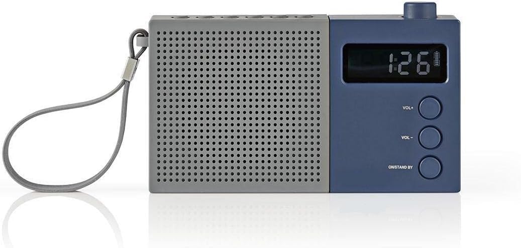 FNX Portable FM Radio, Alarm Clock & Snooze | FM Receiver with 50 Pre-Set Stations, PLL Tuning Playback for Interference-Free Music, Sound & Audio | Rechargeable Battery, 2.1W Speaker, LED Screen, USB