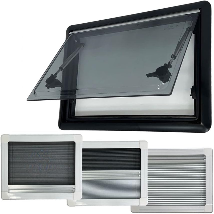 Shield Autocare Top Hinged Square Window with Integrated Black Out Blind & Fly Net Screen W-SH5 (500 x 500)