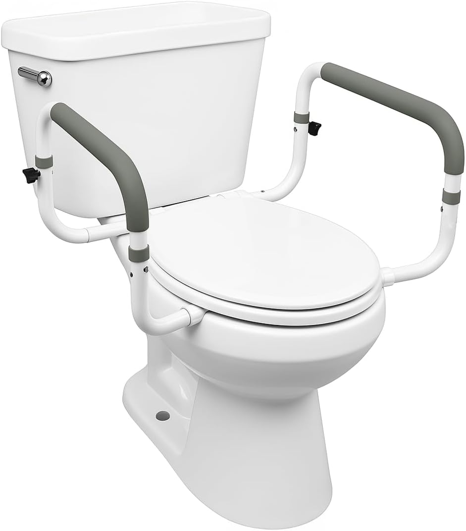 Carex Toilet Safety Frame - Toilet Safety Rails With Adjustable Width - Toilet Rails For Elderly, Handicap, Home Health Care Equipment After Surgery, Supports 300lbs