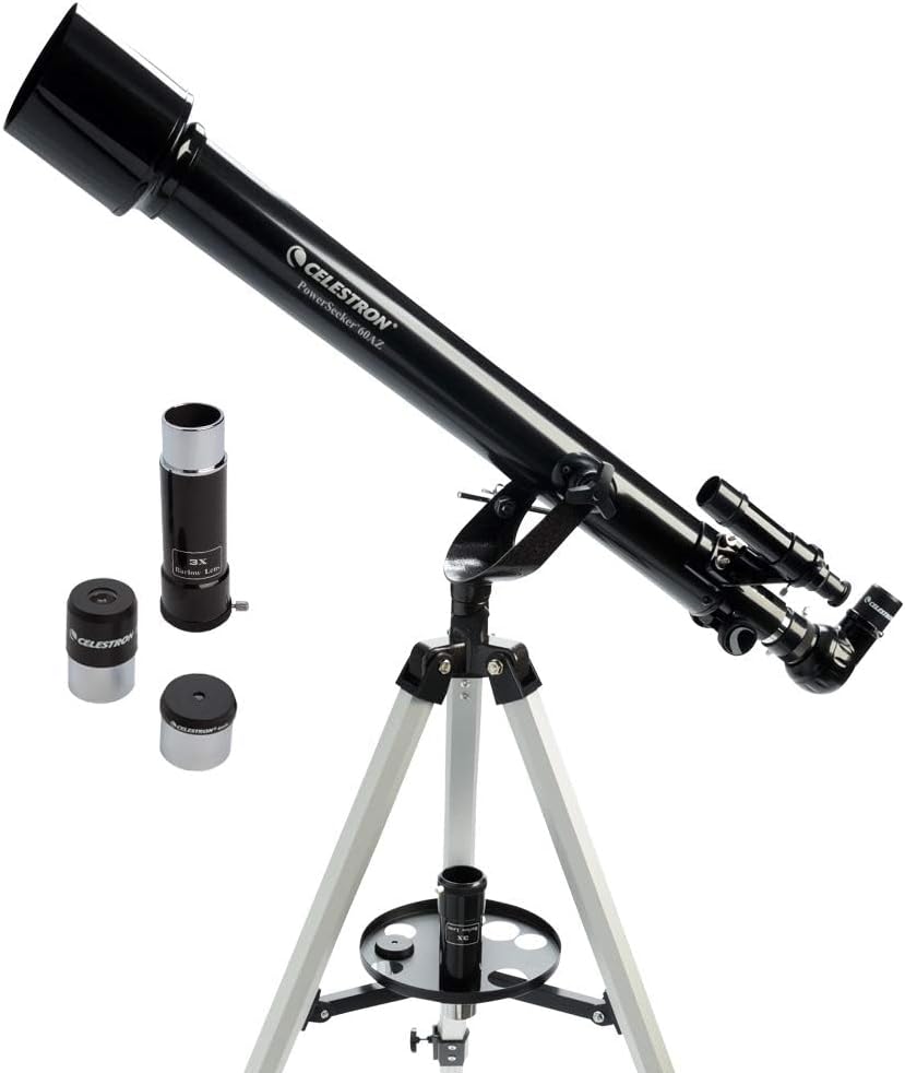 Celestron - PowerSeeker 60AZ Telescope - Manual Alt-Azimuth Telescope for Beginners - Compact and Portable - Bonus Astronomy Software Package - 60mm Aperture