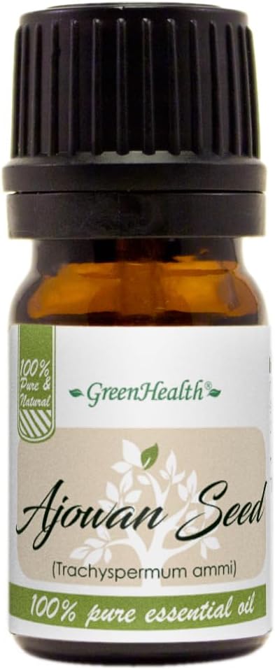 Ajowan Seed Essential Oil - 1/6 fl oz (5 ml) Amber Glass Bottle - 100% Pure Essential Oil - GreenHealth