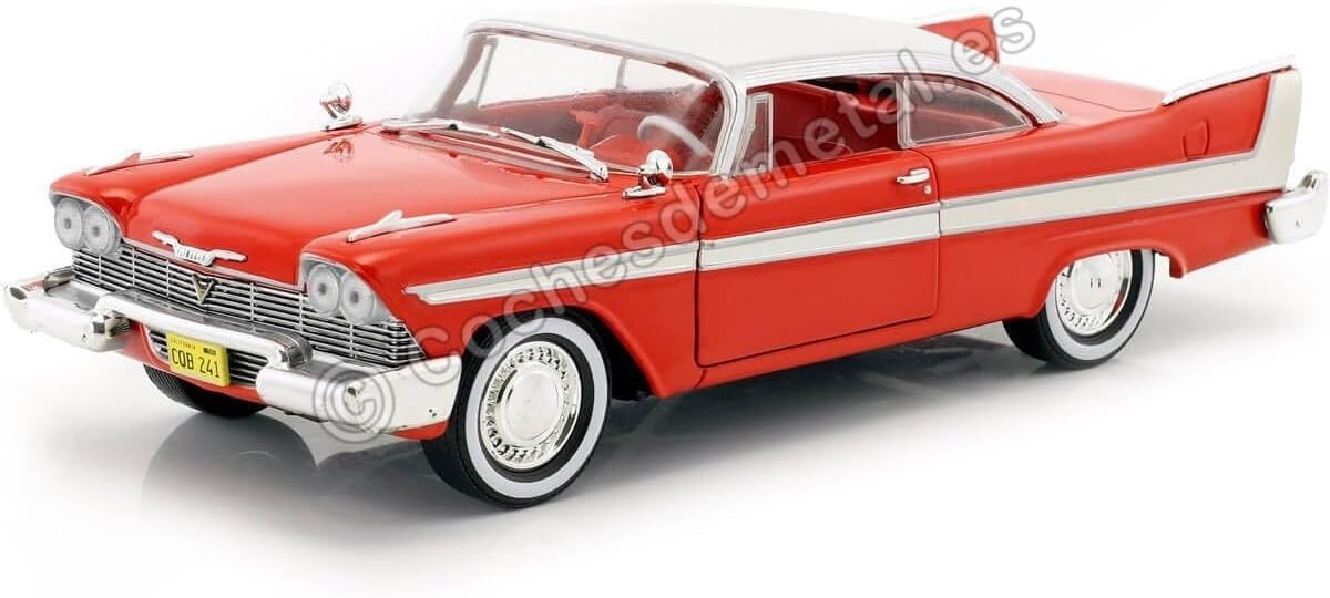 Greenlight 84 1958 Plymouth Fury Christine (1983) Movie 1/24 Diecast Model Car 84071, Red/White