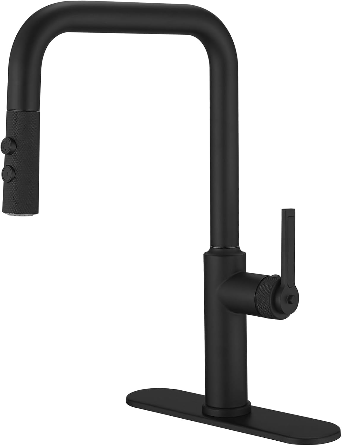 Black Kitchen Faucet with Pull Down Sprayer 2 Outlet Mode Modern Single Hole Single Handle Commercial Kitchen Faucet with 360° Swivel Spout Mixer Tap Solid Brass Faucet for Kitchen Sink