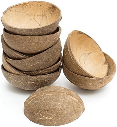 Little Cherry Eco Friendly Coconut Bowls | Biodegradable Coconut Shell Bowls Great Eco Alternative to Wooden Bowl or Bamboo Bowl | Coconut Bowl for All Events (Medium Coconut Bowl, 10 Pack)