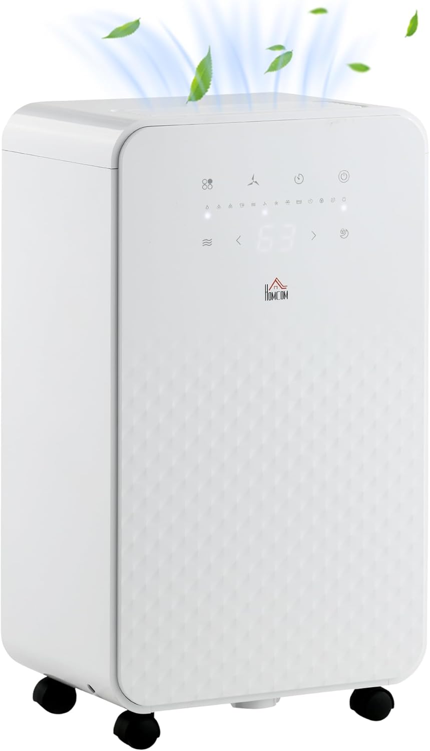 HOMCOM 10L/Day 2000mL Portable Quiet Dehumidifier with Air Purifier Filter, 24H Timer, 5 Modes, Electric Moisture Air Dehumidifier for Home Laundry Basement, White