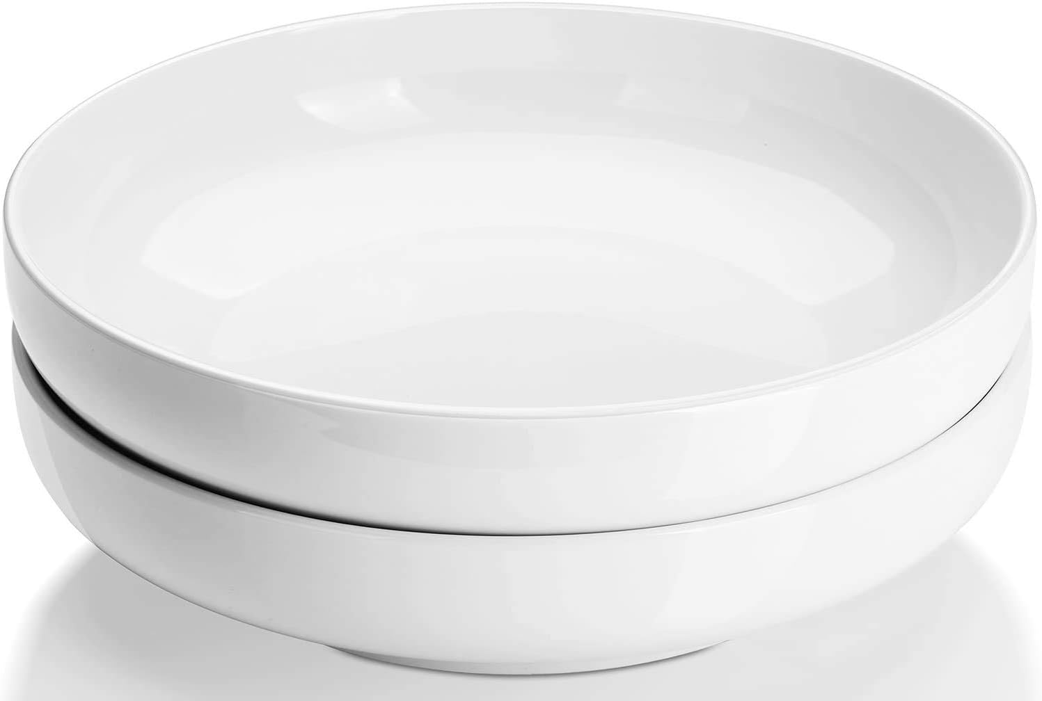DOWAN 1920ml Large Salad Bowls, White Serving Bowls, Φ25cm Serving Platter, Shallow Pasta Bowls Set of 2, Serving Dishes for Soup Fruit Vegetable Prep, Plates for Dinner Housewarming Gift