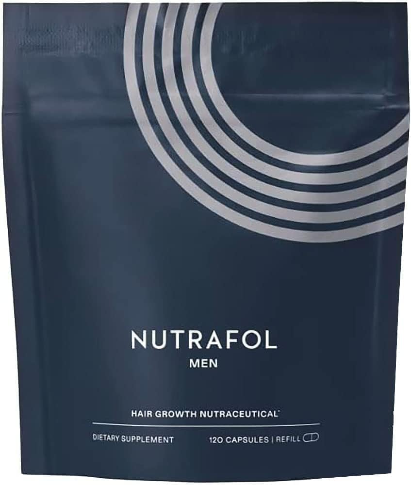 Nutrafol Men's Hair Growth Supplements, Clinically Tested for Visibly Thicker Hair and Scalp Coverage, Dermatologist Recommended - 1 Month Supply, 1 Refill Pouch