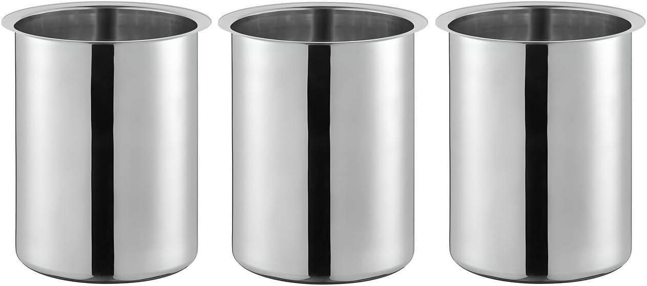 OCS Parts 3-Pack 1.25 Quart Bain Marie Pot | 5.75" x 3.75" Stainless Steel Pot for Warm or Cold Food, Sauces, Soups, or Organizing Cooking Utensils