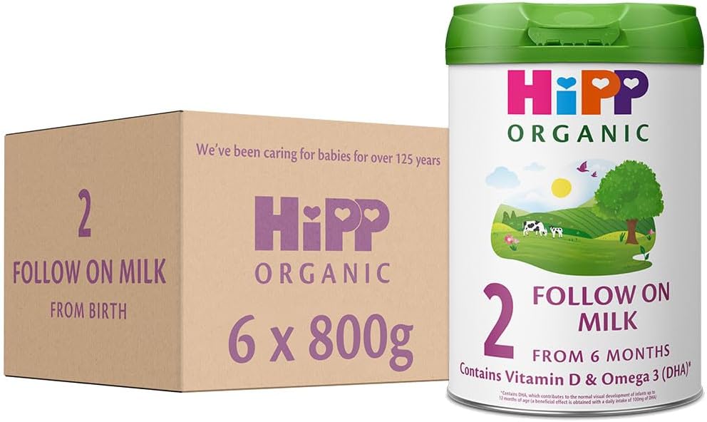 HiPP Organic 2 Follow On Baby Milk Powder Formula, from 6 Months, 800g (Pack of 6)