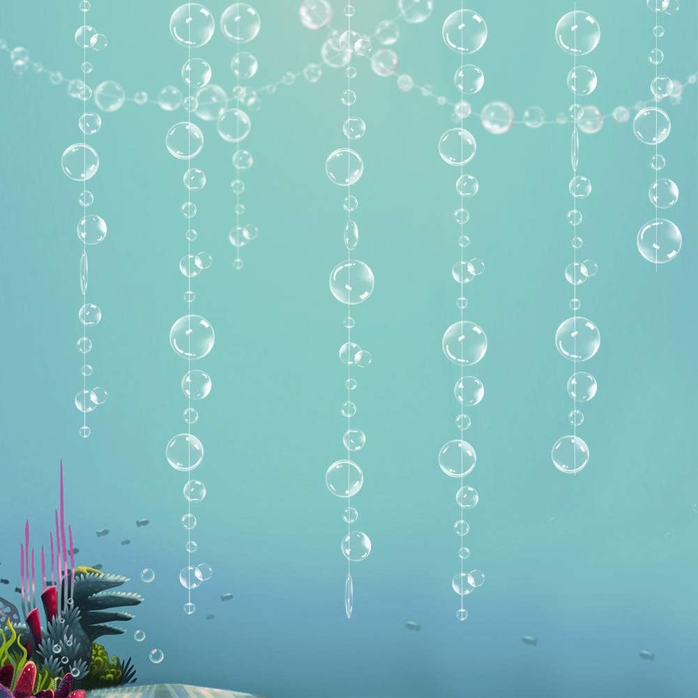 Decor365 Under The Sea Party Decorations White Bubble Garlands Little Mermaid Birthday Decoration Bday Hanging Streamer Beach Banner Underwater Backdrop Kids Ocean Party Supplies