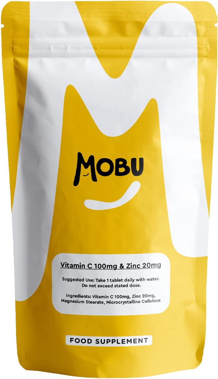 Vitamin C 100mg and Zinc 20mg 120 Tablets | High Strength Immune System Support | Vitamin C & Zinc Supplement | Vegan | GMP Approved | Letterbox Friendly | MOBU UK