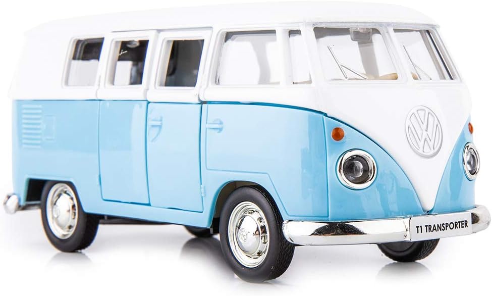 1/36 Scale Bus Casting Car Model, Zinc Alloy Toy Car for Kids, Pull Back Vehicles Toy Truck for Toddlers Kids Boys Girls Gift (Blue)