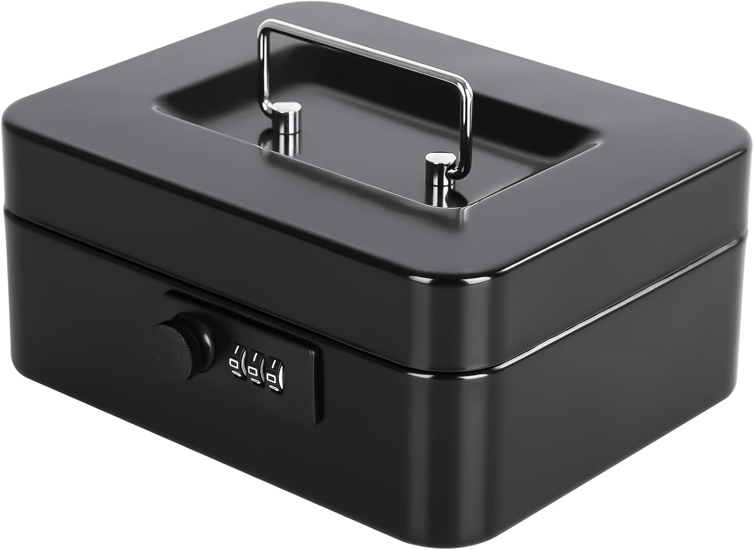 KYODOLED Small Cash Box with Combination Lock & Removable Money Tray, Black