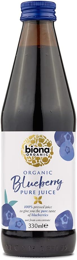 Biona Organic Blueberry Juice, 330ml - 100% Pressed Pure Juice from Organic Farms - Not from Concentrate - No Preservatives or Additives - Suitable for Vegans