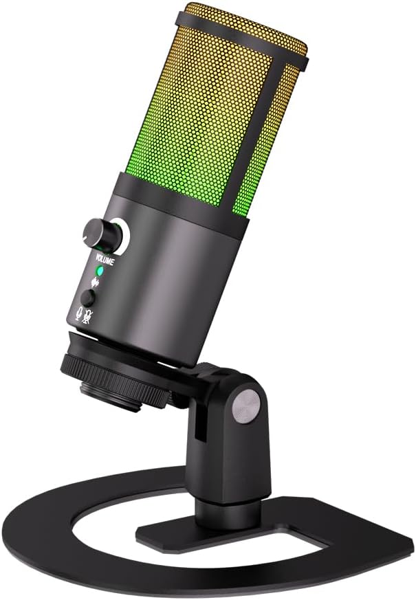 G-MARK MK6 RGB USB Condenser Microphone, Gaming Microphone for Podcasts, Streaming, Broadcasting, Condenser Mic with Cardioid, Omnidirectional, Compatible with PS4/5/PC