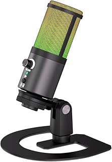 G-MARK MK6 RGB USB Condenser Microphone, Gaming Microphone for Podcasts, Streaming, Broadcasting, Condenser Mic with Cardioid, Omnidirectional, Compatible with PS4/5/PC