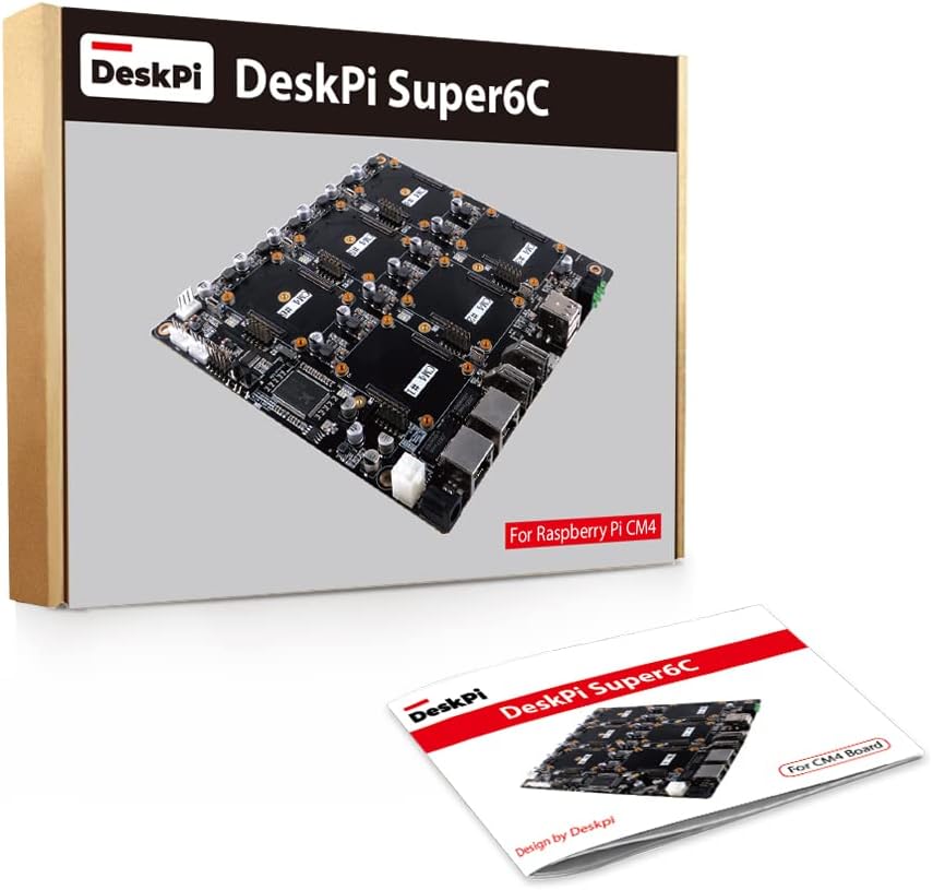 GeeekPi DeskPi Super6C Raspberry Pi CM4 / CM5 Cluster Mini-ITX Board, 6pcs Supported, 89W Power Supply Included