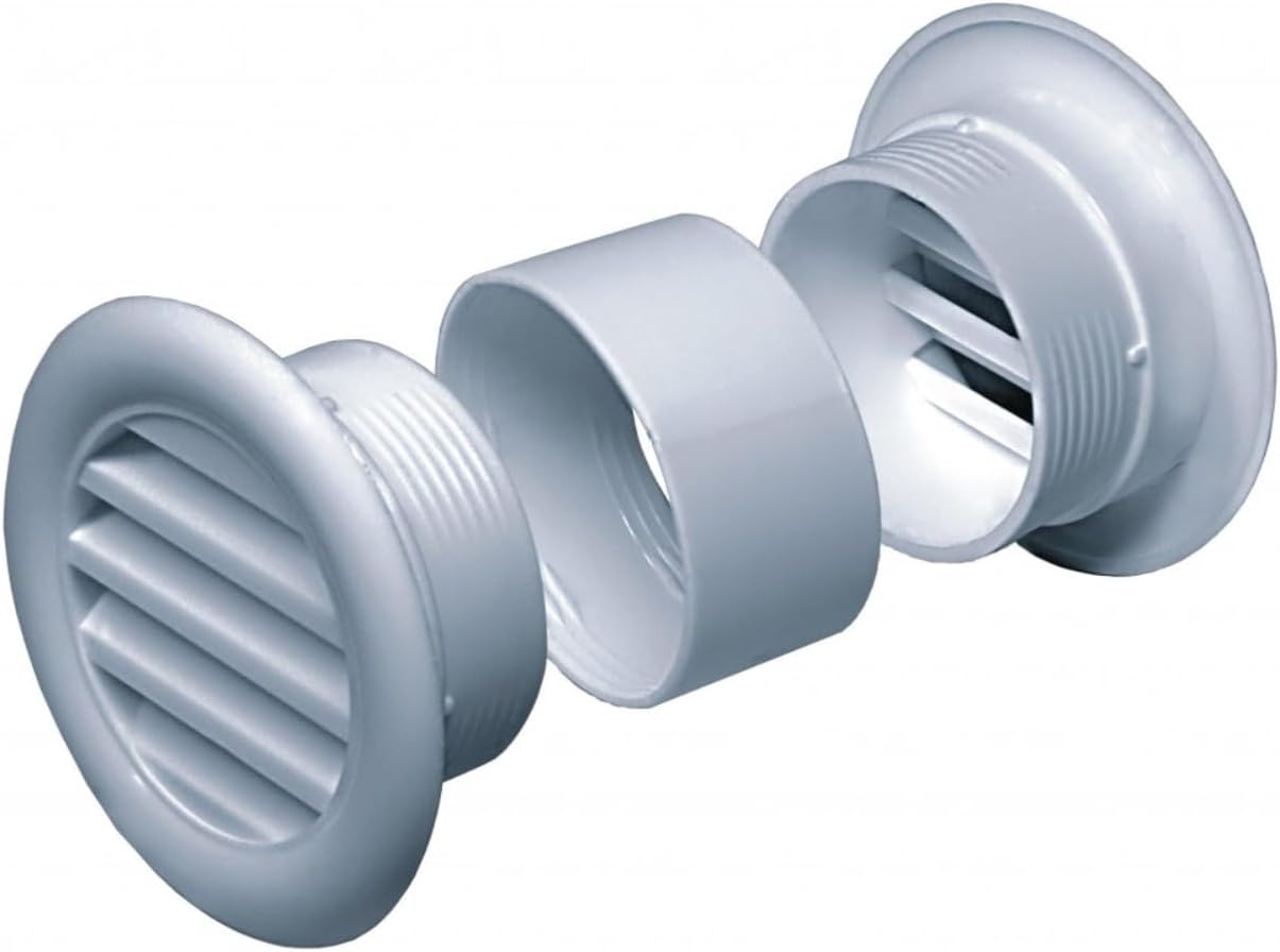 White Bathroom Door Mini Circle Air Vent Grille 40mm / 1.57" Two Sided Round Ventilation Ducting Cover Furniture Soffit Grid T71