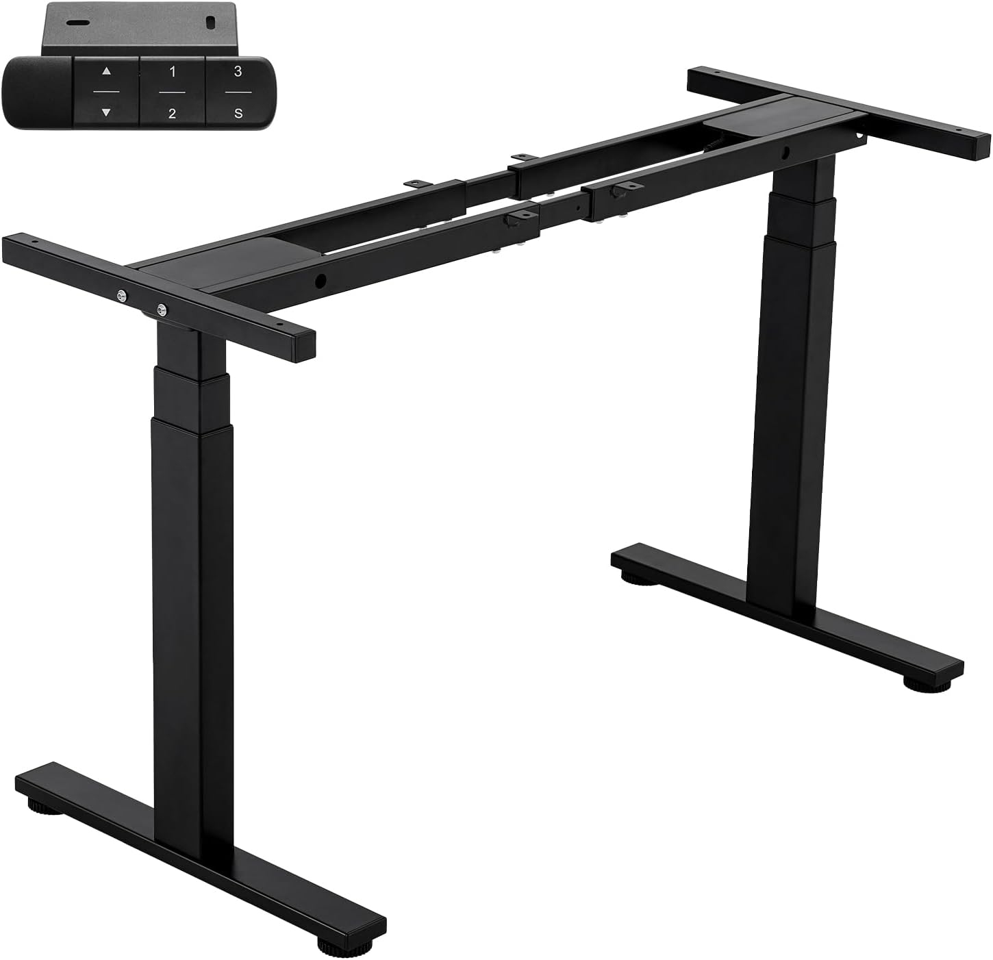 TOPSKY Dual Motor 3 Stage Electric Adjustable Standing Desk Frame Heavy Duty 300lb Load Capacity for Home Office (Black Frame Only)