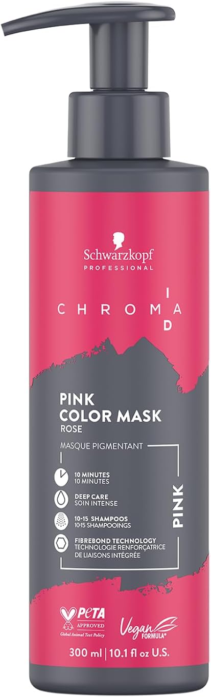 Schwarzkopf Professional CHROMA ID Bonding Color Mask Semi Permanent Mix And Tone Color System Toning Enhancing Refreshing Intense Care Deep Conditioning Shine Vegan Formula Pink 300 ml
