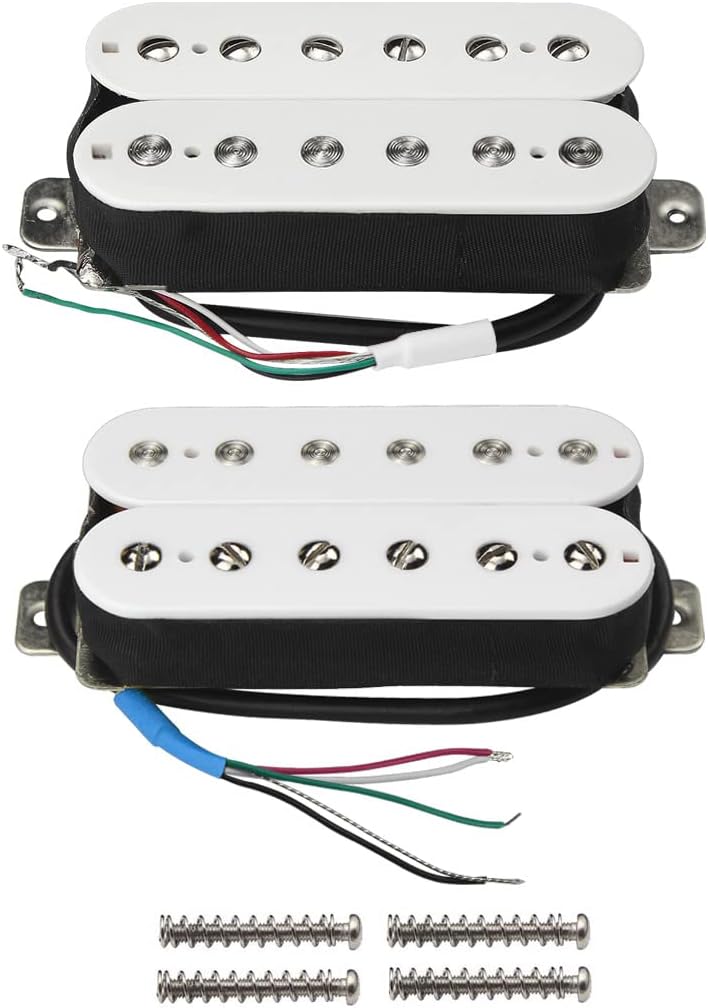 FLEOR Alnico 5 Guitar Pickup Double Coil Humbucker Pickups Neck and Bridge Set White