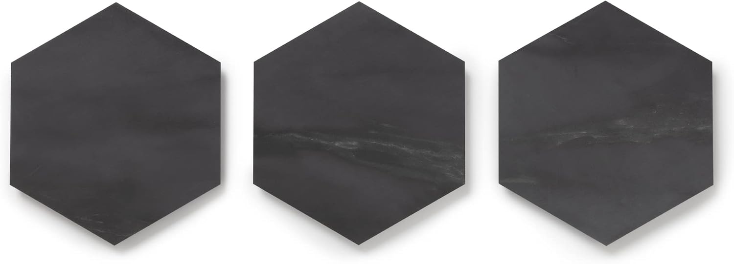 Lucida Surfaces Luxury Vinyl Floor Tiles | Glue Down Adhesive Flooring | 25 Marble and Wood Look Hexagon Shaped Tiles | MosaiCore | 12.25 Sq. Feet