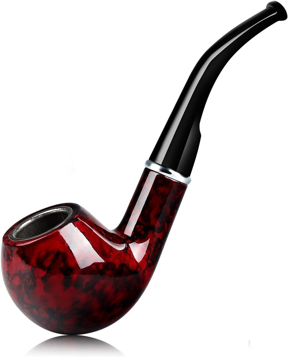 Joyoldelf Tobacco Pipe, Classic Smoking Pipe with Foldable Pipe Stand, Bent Tobacco Pipes for Smoking with Gift Box and Smoking Accessories