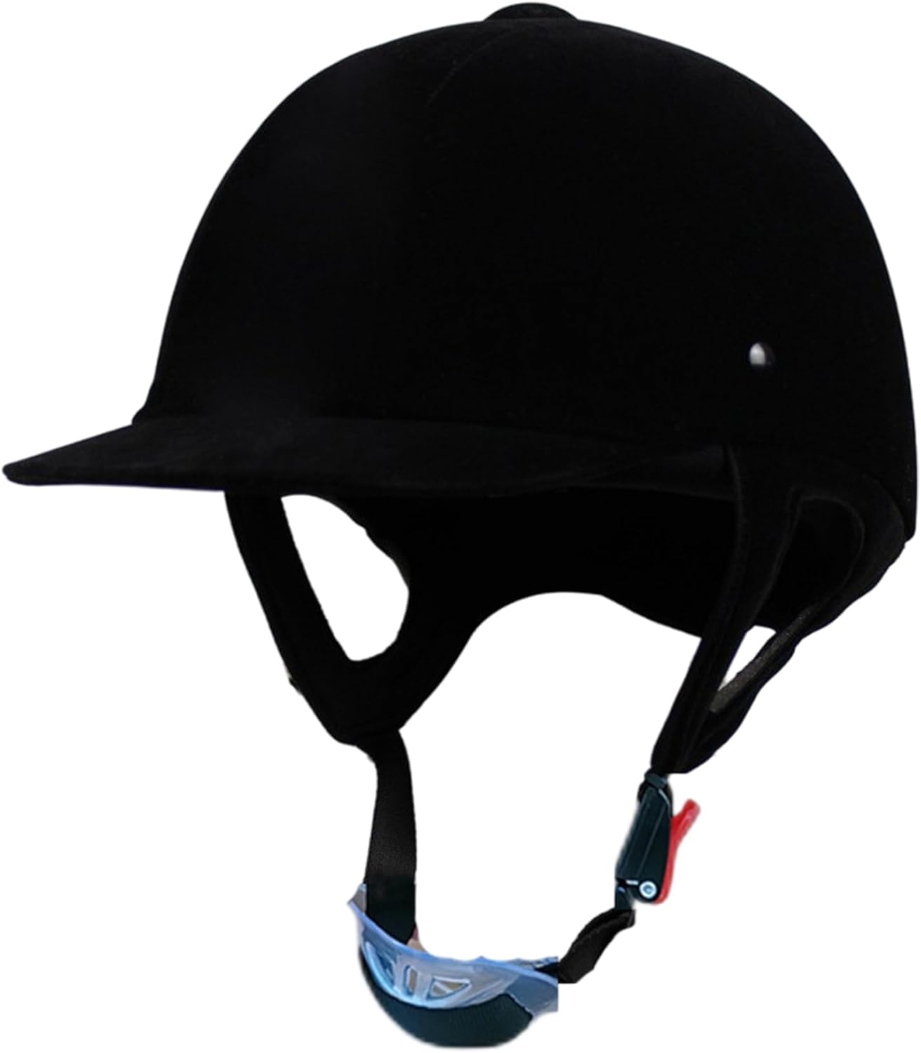 Horse Riding Helmet, Black Equestrian Hat, Average Size Fabric Riding Cap with ABS Liner & Chin Strap, Replacement Professional Horse Equipment
