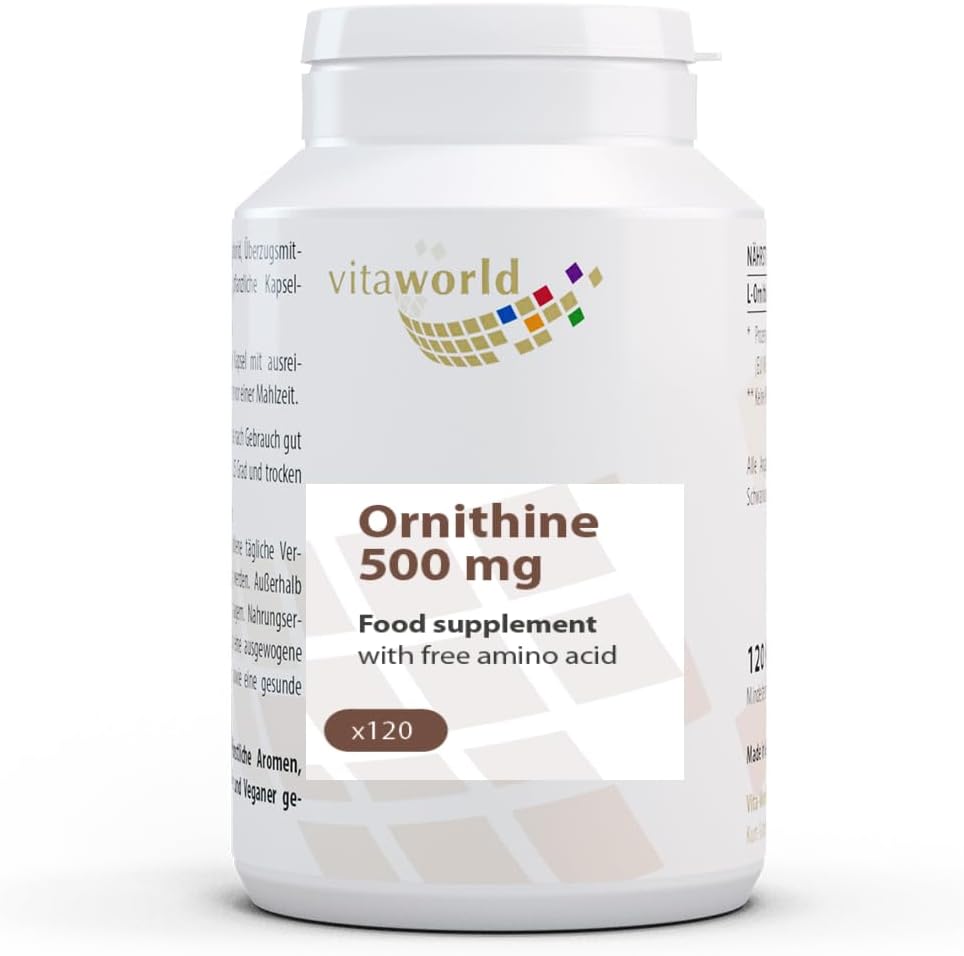 Vita World L-Ornithine 500mg 120 Vegetarian Capsules Made in Germany