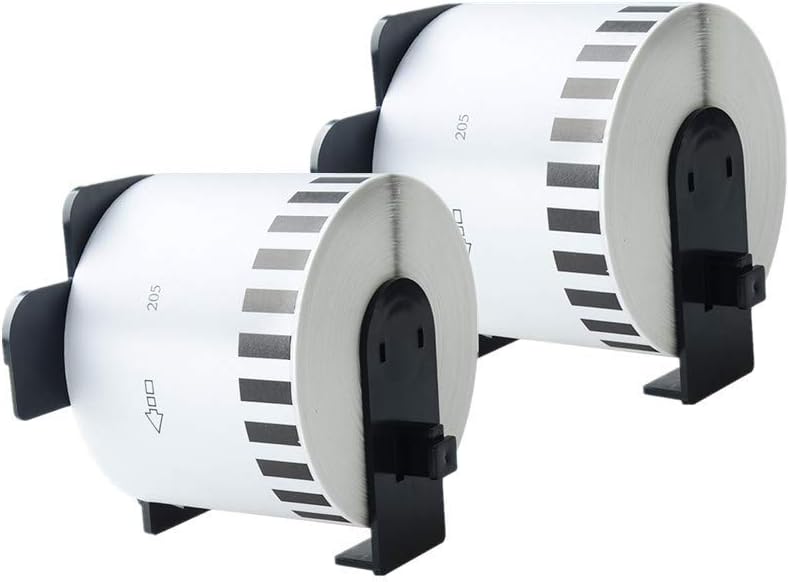 Aomya 2 Pack DK-2205 BRO Compatible Label Paper Roll 2-3/7"x100' Continuous White Labels with 2 Reusable Cartridges use for QL-700 QL570 QL710W QL800 QL810W QL1060N QL720NW QL550 (2)