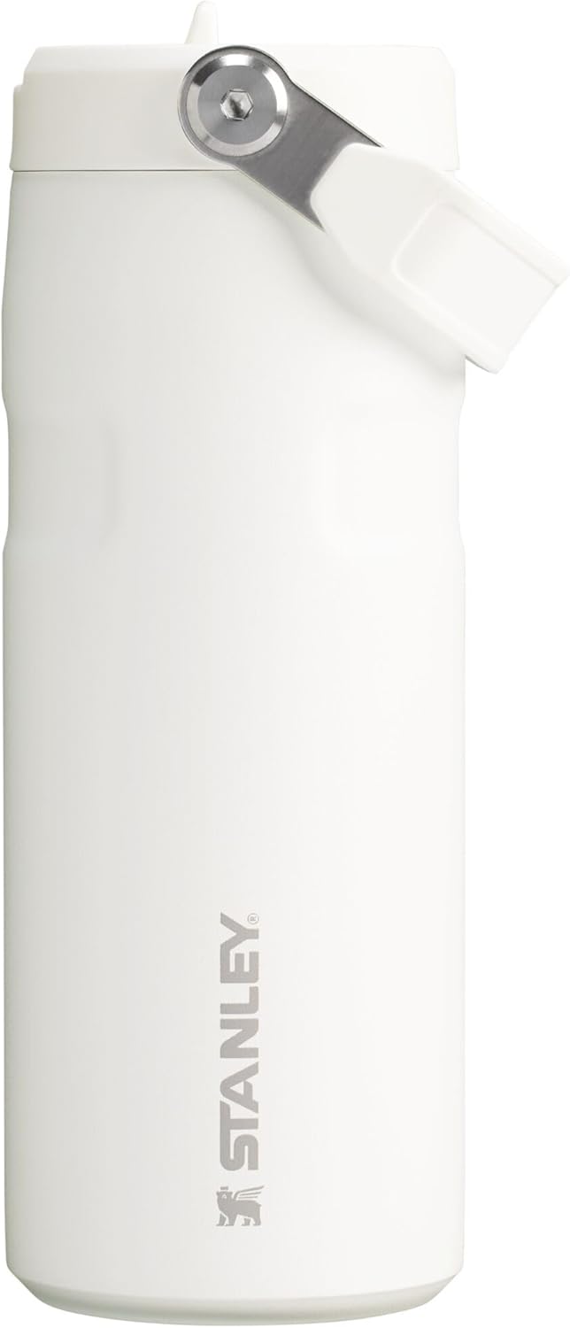 Stanley IceFlow Flip Straw 2.0 Water Bottle 16 oz | Built-In Straw for Travel and Sports | Lightweight and Leak Resistant | Insulated Stainless Steel | BPA-Free | Frost